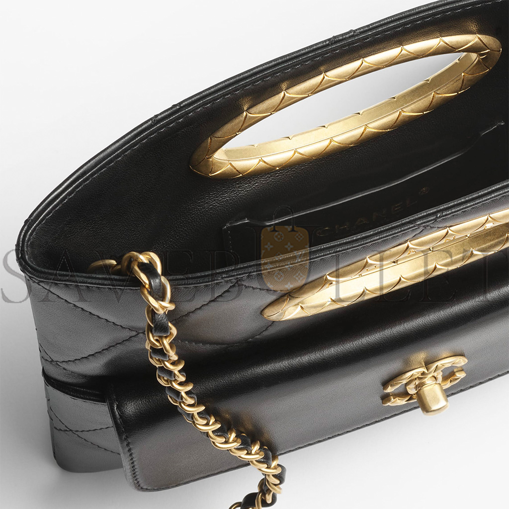 Ch*el master clutch lambskin & gold-tone metalblack as5038 (25*19*3cm)